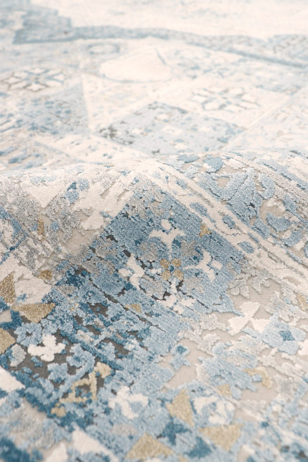 Pasargad Home Turkish Mamluk Design Ivory and Blue Area Rug - Stylish, Affordable Floor Accent