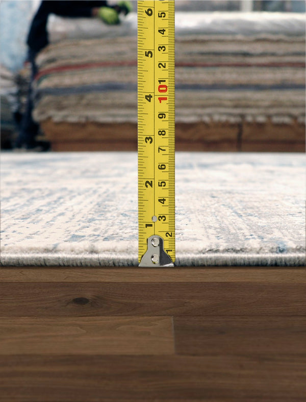 Pasargad Home Turkish Mamluk Design Ivory and Blue Area Rug - Stylish, Affordable Floor Accent