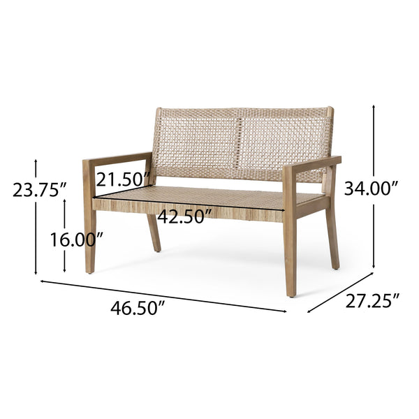 English Elm Christopher Knight Home® - Outdoor Wicker and Acacia Wood Loveseat - Weather-Resistant, Easy Assembly, Coastal Minimalist Design (96) 74229.00MLBRN