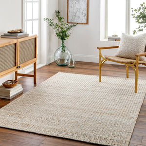 Livabliss Priya Handwoven Wool Jute Area Rug High Pile Artisan Accent for Bohemian Interiors White, Tan 8' x 10' PYA2303-810