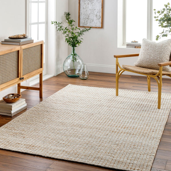Livabliss Priya Handwoven Wool Jute Area Rug High Pile Artisan Accent for Bohemian Interiors White, Tan 8' x 10' PYA2303-810