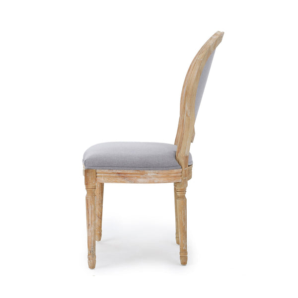 English Elm Kd French Country Rubberwood Dining Chairs Fluted Legs Padded Seat Set of 2 60352.00LGY