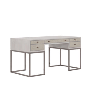 A.R.T. Furniture Mezzanine Writing Desk In Dove Gray - Chic Antique Mirror & Metal Base With 5 Storage Drawers Light Gray Parawood And Poplar Solids,Maple Veneer,Mirror,Steel 325421-2249