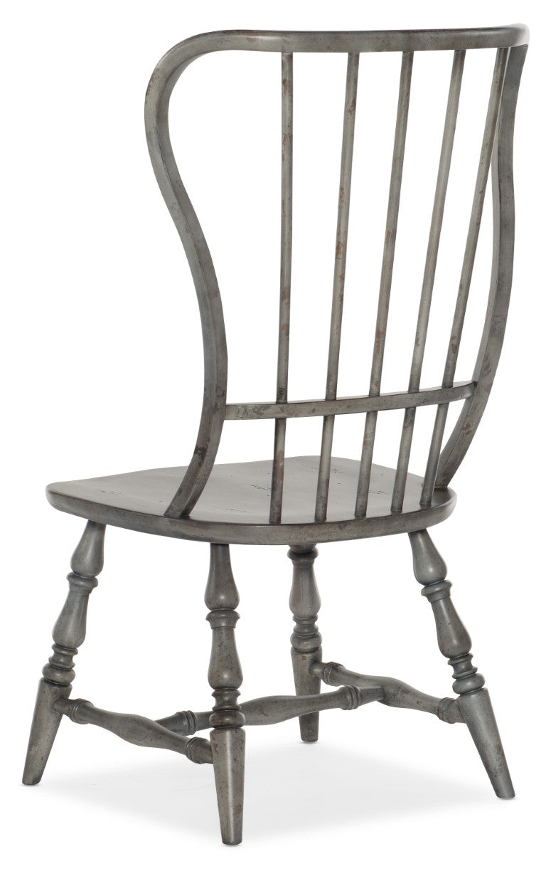 Hooker Furniture Ciao Spindle Back Side Chair In Hand-Distressed Speckled Gray — European Farmhouse Comfort, Solid Wood 5805-75311-96