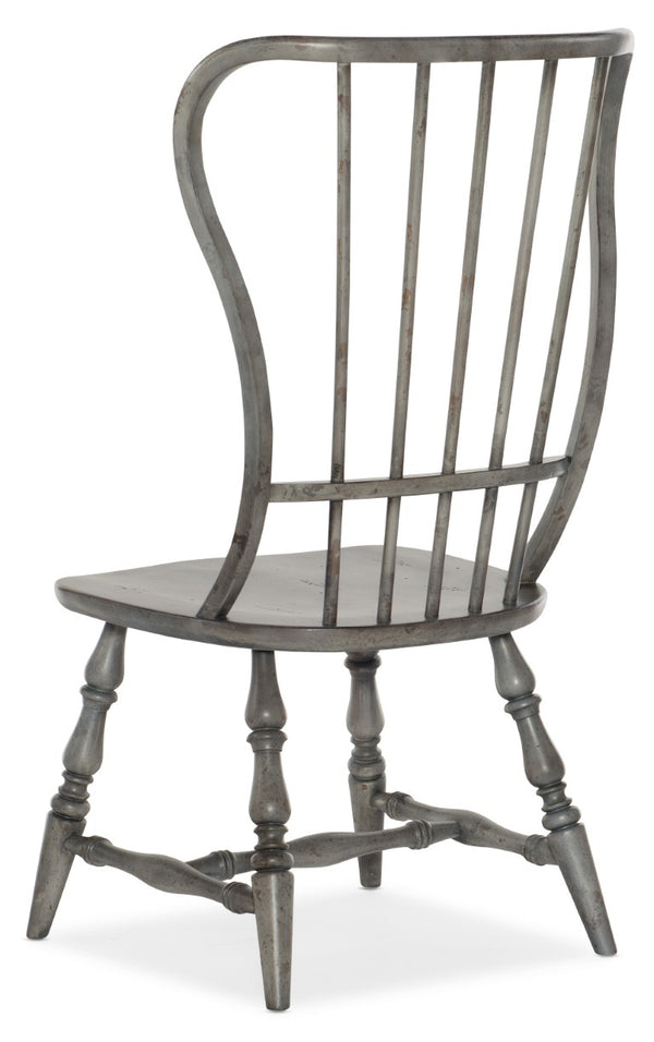 Hooker Furniture Ciao Spindle Back Side Chair In Hand-Distressed Speckled Gray — European Farmhouse Comfort, Solid Wood 5805-75311-96