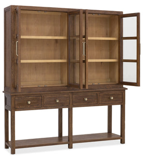 Hooker Furniture Driftwood Oak Sideboard with Seeded Glass Doors Led Lighting and Artisan Hardware 6820-75900-85