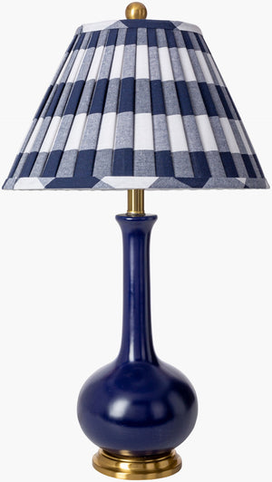 Livabliss Paityn Ceramic Base Table Lamp with Blue Linen Shade for Bedroom or Living Room PYN-001