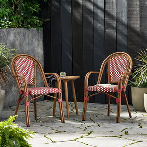 English Elm Bistro Wicker Outdoor Dining Chairs Set of Two with Rust Resistant Aluminum Frame Patio 72905.00RED