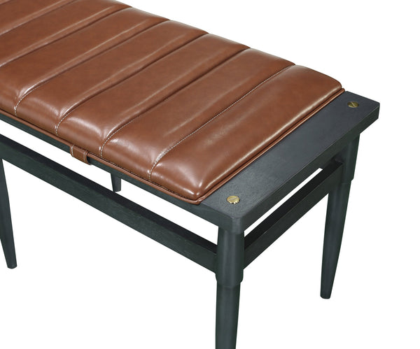 A.R.T. Furniture Bobby Berk Thilo Bed Bench - Contemporary Dark Gray Upholstered Accent With Brass Details & Style Black, Brown Material, Parawood Solids & Oak Veneer & Imitation Leather & Copper Decorative Screw 239149-2348