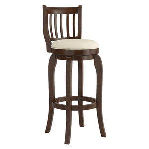 Homelegance By Top-Line Redford Linen High Back Swivel Bar Stool Brown Rubberwood