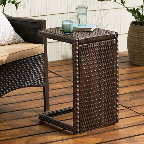 English Elm Christopher Knight Home® - BUCHAREST End Table — Weather-Resistant PE Rattan Side Table in Mixed Brown, U-Shaped Space-Saver (90) 57663.00
