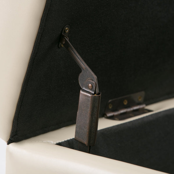 English Elm Avalon Storage Ottoman Bench - Elegant Satin Cream Faux Leather With Hidden Storage & Seating B136P158638