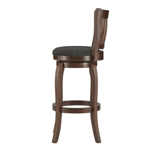 Homelegance By Top-Line Redford Linen High Back Swivel Bar Stool Brown Rubberwood