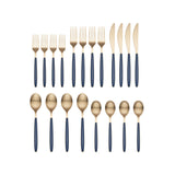 Cambridge Kiernan 20-Piece Flatware Set, Navy & Champagne, Satin Finish, Dishwasher Safe