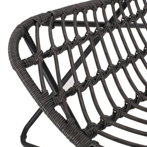 English Elm Gatlin Woven Wicker Outdoor Accent Chair Set Bohemian Curved Shell with Geometric Base 70650.00GRY