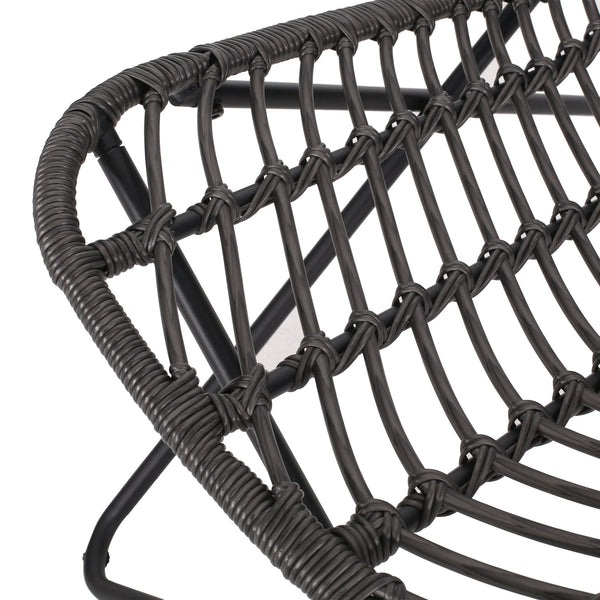 English Elm Gatlin Woven Wicker Outdoor Accent Chair Set Bohemian Curved Shell with Geometric Base 70650.00GRY