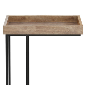 English Elm Gallagher Handcrafted C Side Table in Natural Mango Wood with Black Metal Frame — Slide-Under Design B136P158667