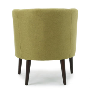 English Elm Club Chair Barrel Silhouette Button Tufted Fabric Accent Seat with Tapered Birch Legs 60007.00TEL