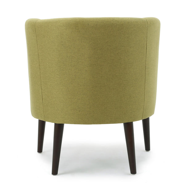English Elm Club Chair Barrel Silhouette Button Tufted Fabric Accent Seat with Tapered Birch Legs 60007.00TEL