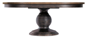 Hooker Furniture Americana Round Pedestal Dining Table With Carved Base, Two-Tone Honey Top & 22" Pull-Out Leaf Blacks 7050-75203-89