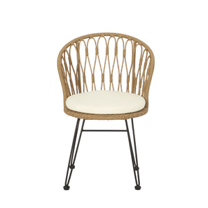 English Elm Christopher Knight Home® - TAVON Wicker Dining Chairs 2-Pack with Cushions, Light Brown PE Rattan, Hairpin Legs, Weather-Resistant Finish 71397.00