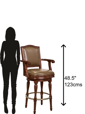 Hekman Furniture 697027 Swivel Barstool With Brown Faux Leather Cushion And Antique Brass-finish Footrest For Comfort Hampton Cherry Cheers Bar Stool 697027