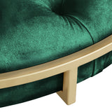 Homelegance By Top-Line Piper Gold Finish Velvet Button Tufted Round Ottoman Green Velvet