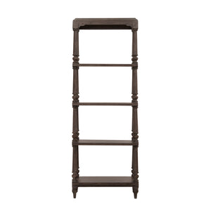 Revival Row Open Shelf Etagere Brown with Chimney Smoke Finish P348601 Pulaski Furniture