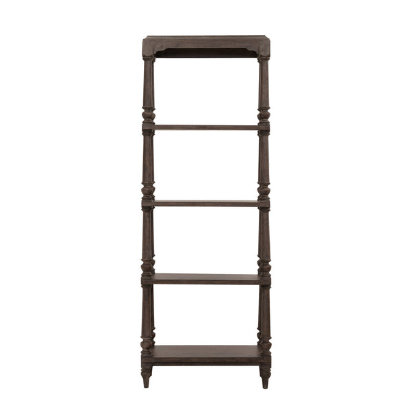 Revival Row Open Shelf Etagere Brown with Chimney Smoke Finish P348601 Pulaski Furniture