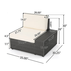 English Elm Santa Cruz Outdoor Pe Wicker Arm Chair Set with Weather Resistant Iron Frame 52974.00IRNGRY