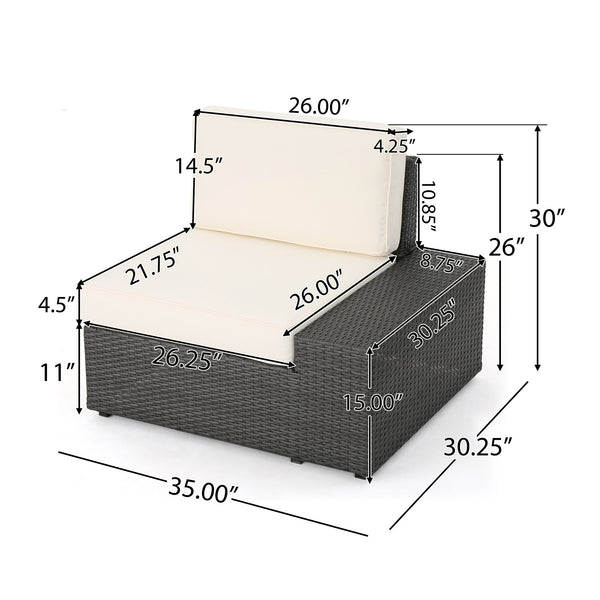 English Elm Santa Cruz Outdoor Pe Wicker Arm Chair Set with Weather Resistant Iron Frame 52974.00IRNGRY