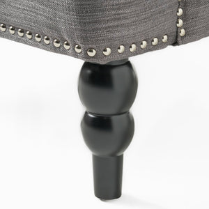 English Elm Christopher Knight Home® - HARRISON Tufted Club Chair with Diamond-Stitched Back, Nailhead Trim and Turned Birch Legs for Comfort and Style Charcoal 53444.00F