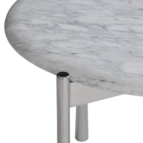 Bernhardt Bernhardt Arris Side Table With Honed Arabescato Marble Top & Polished Stainless Steel Base, Sculptural Accent 321012