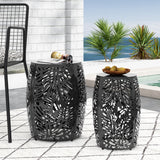 Christopher Knight Home® - Noble House - Satterlee Outdoor Metal Side Tables - Set of 2