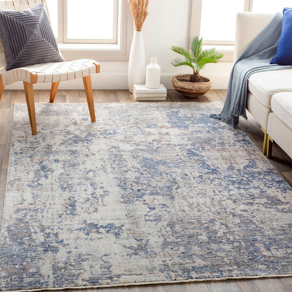 Livabliss Palazzo Mid-century Fringe Accent Rug Polyester Viscose Blend Warm Lustrous Pile Navy, Denim 8'10" x 13'1" PZL2301-9131