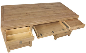 Hooker Furniture Driftwood Executive Desk With Buckboard Sun-Faded Oak Finish, 7-Drawer Storage, Locking Files Light Wood 6820-10462-80