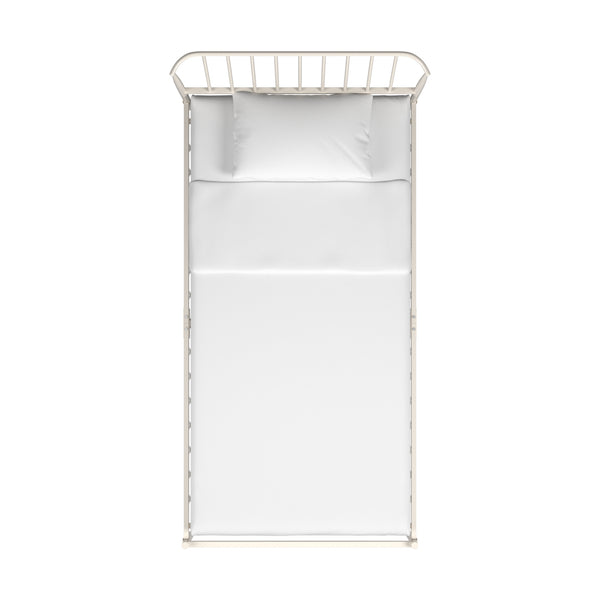 Homelegance By Top-Line Dante Metal Platform Bed with Curved Metal Headboard White Metal