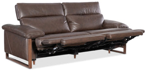 Hooker Furniture Jericho Semi-Aniline Leather Power Sofa With Sleigh Frame, Usb Port, Power Headrest, Oversized Comfort SS461-PH025-089