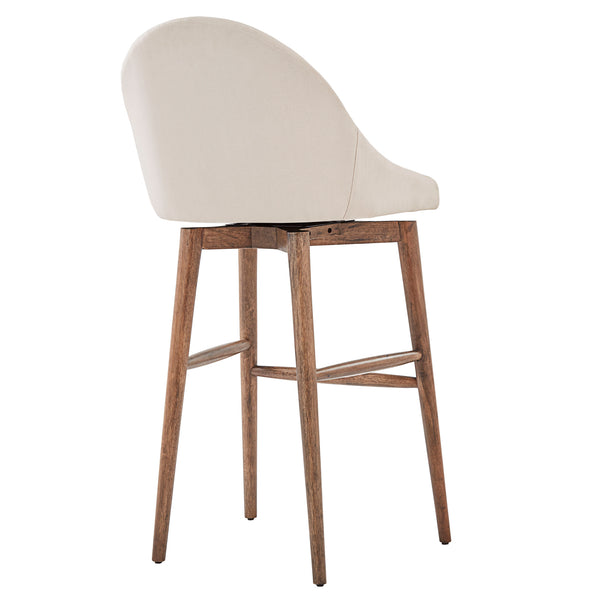 Homelegance By Top-Line Montague Mid-Century Wood Swivel Bar Height Stools (Set of 2) Beige Rubberwood