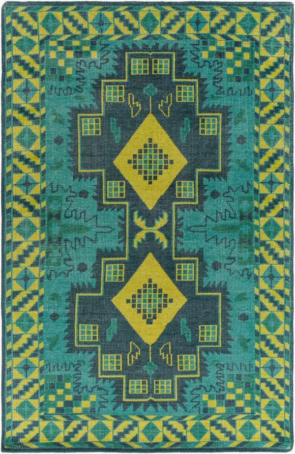 Surya Pazar Handmade 2' X 3' Wool Rug - Elegant, Durable, And Timeless Floor Covering For Any Room Deep Teal Wool Pzr6010-5686