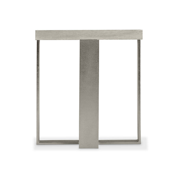 Bernhardt Bernhardt Tempo Side Table With Wire-Brushed Oak Top & Satin Nickel Sculptural Metal Base, 24" H 346126