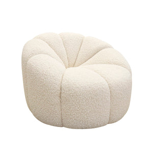 Pasargad Home Noho Pompeii Cream Boucle Lounge Chair - Elegant Swivel Base for Timeless Comfort