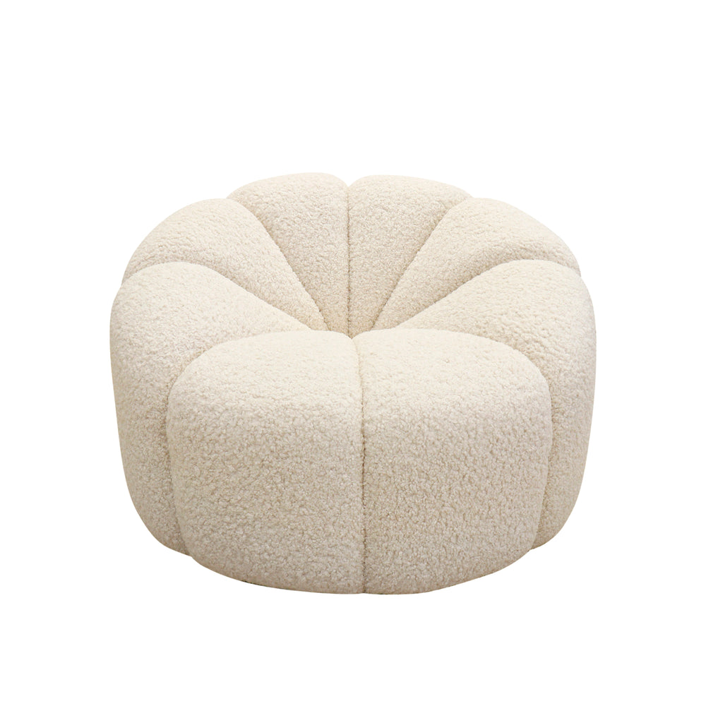 Pasargad Home Noho Pompeii Cream Boucle Lounge Chair - Elegant Swivel Base for Timeless Comfort