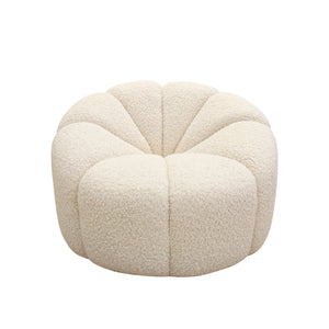Pasargad Home Noho Pompeii Cream Boucle Lounge Chair - Elegant Swivel Base for Timeless Comfort