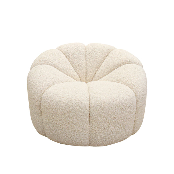 Pasargad Home Noho Pompeii Cream Boucle Lounge Chair - Elegant Swivel Base for Timeless Comfort