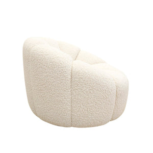 Pasargad Home Noho Pompeii Cream Boucle Lounge Chair - Elegant Swivel Base for Timeless Comfort