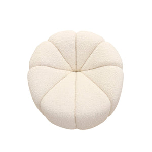 Pasargad Home Noho Pompeii Cream Boucle Lounge Chair - Elegant Swivel Base for Timeless Comfort