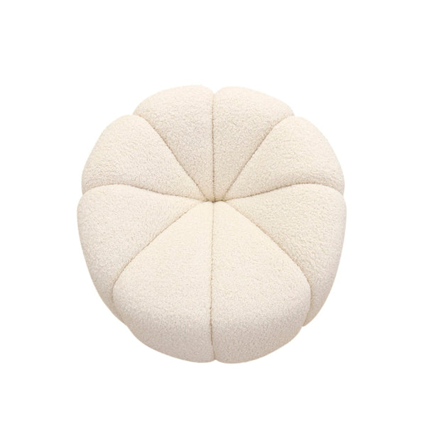 Pasargad Home Noho Pompeii Cream Boucle Lounge Chair - Elegant Swivel Base for Timeless Comfort