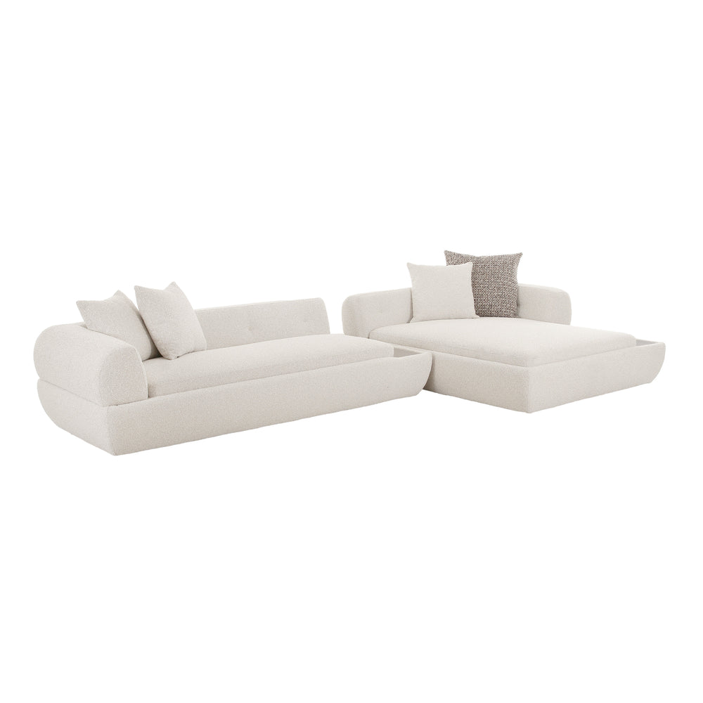 Pasargad Home Amara Modern Sectional Sofa in Beige - Stylish, Functional Design with Wood Tray
