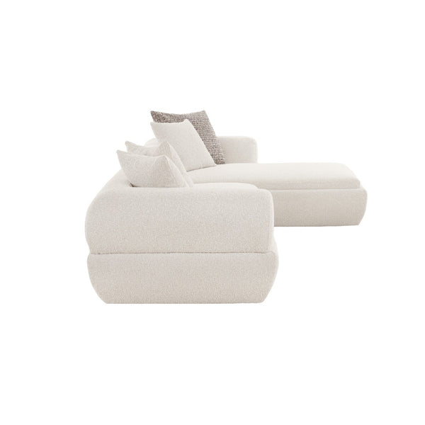 Pasargad Home Amara Modern Sectional Sofa in Beige - Stylish, Functional Design with Wood Tray